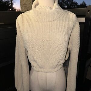 Forever 21 Cable Knit Crop Sweater - Cream - Small